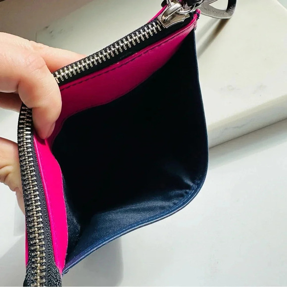Coach Legacy LeatherColor Block Zippy Wallet Navy/Fuchsia - Picture 8 of 13